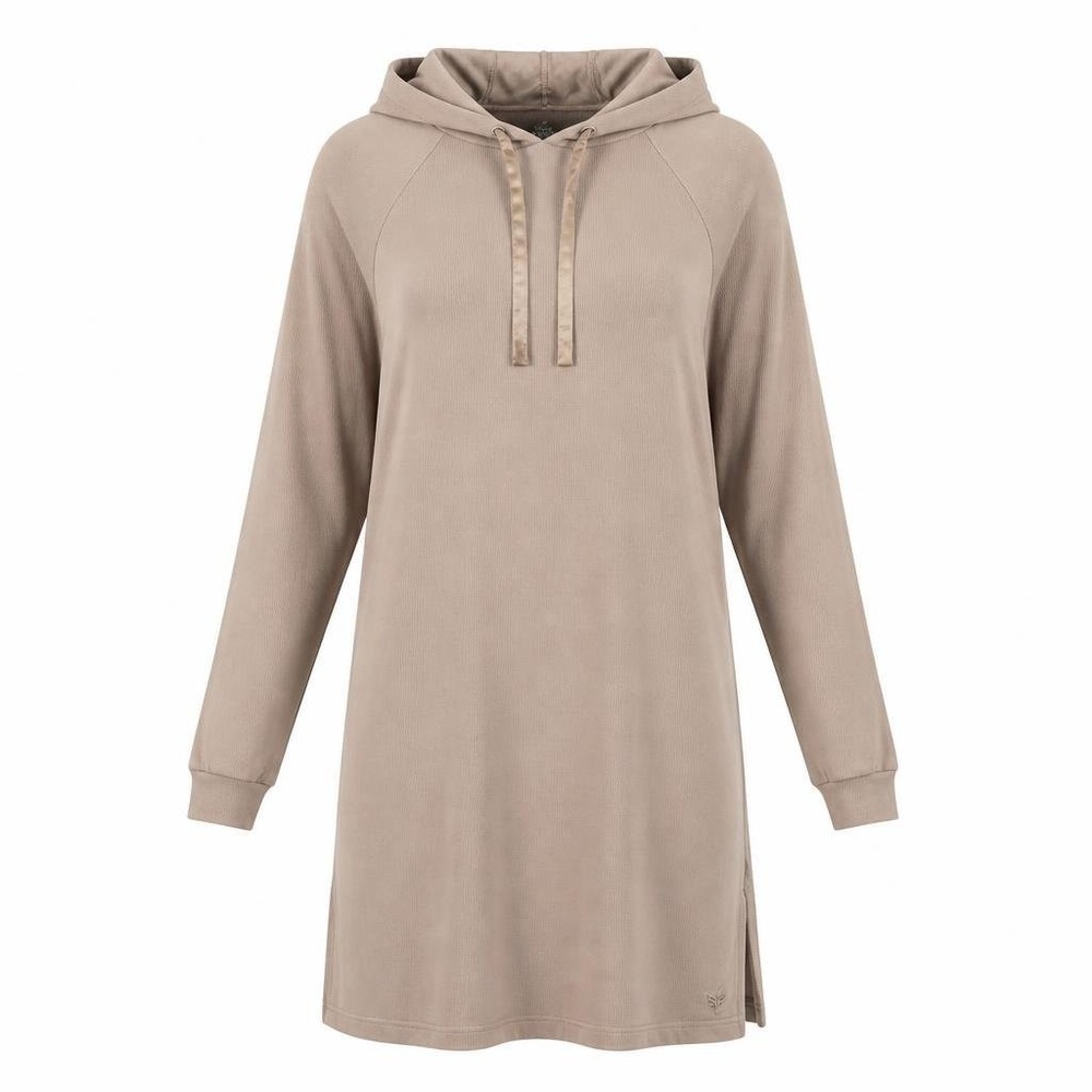 Cozy Earth Sleepshirt Womens XL Brown Hooded Ribbed Bamboo Loungewear Stretch
